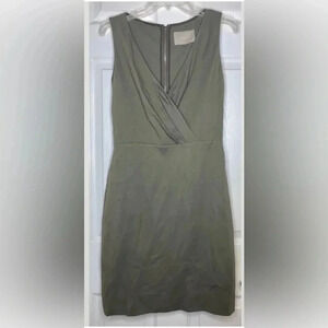 JASON WU Collection olive Green V-Neck Pleat Detail Sleeveless Dress Medium? EUC